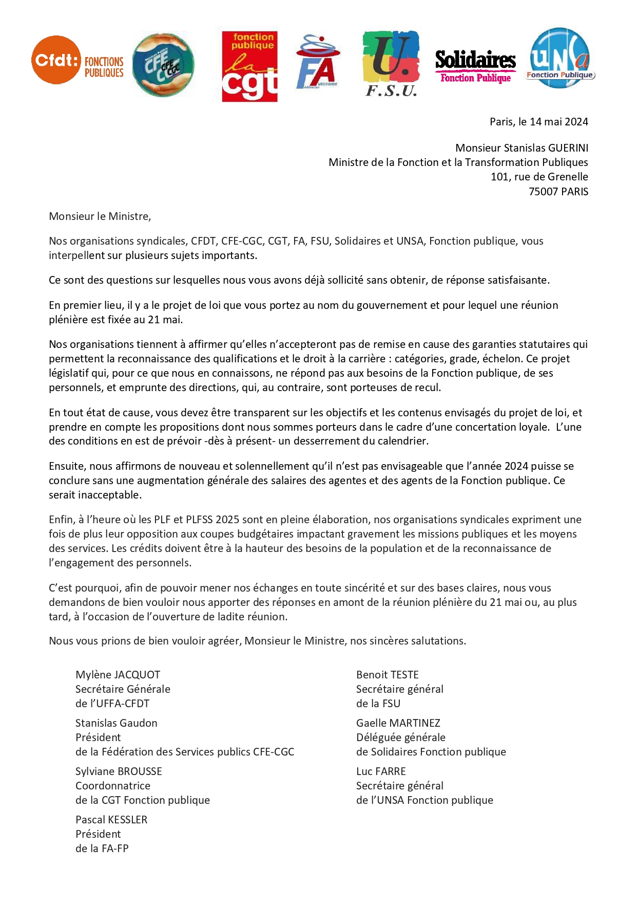 Courrier ministre